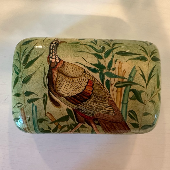 Other - Vintage Hand Painted Press Wood Trinket Box Made in Kashmir India